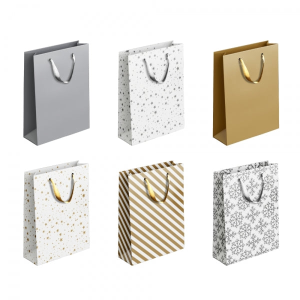 Gold & Silver Patterned Giftbag Medium, 18x23x10cm Gold & Silver Patterned Giftbag Medium, 18x23x10cm